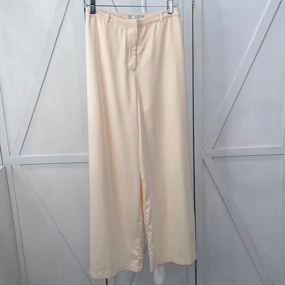 J.O.A. Women’s Wide-Leg Pants Skyline Cream Satin Open Leg Size Small - Picture 5 of 15